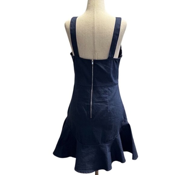 Denim By Flying Tomato Womens Sleeveless Denim Dress With Ruffled Hem & Square M - Picture 8 of 11
